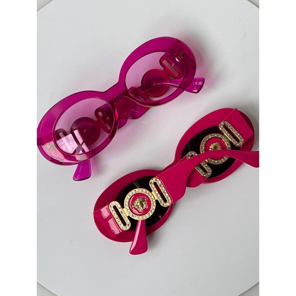 NEW Versace VE4426BU Dark Pink Crystal Logo Sunglasses - Picture 4 of 13